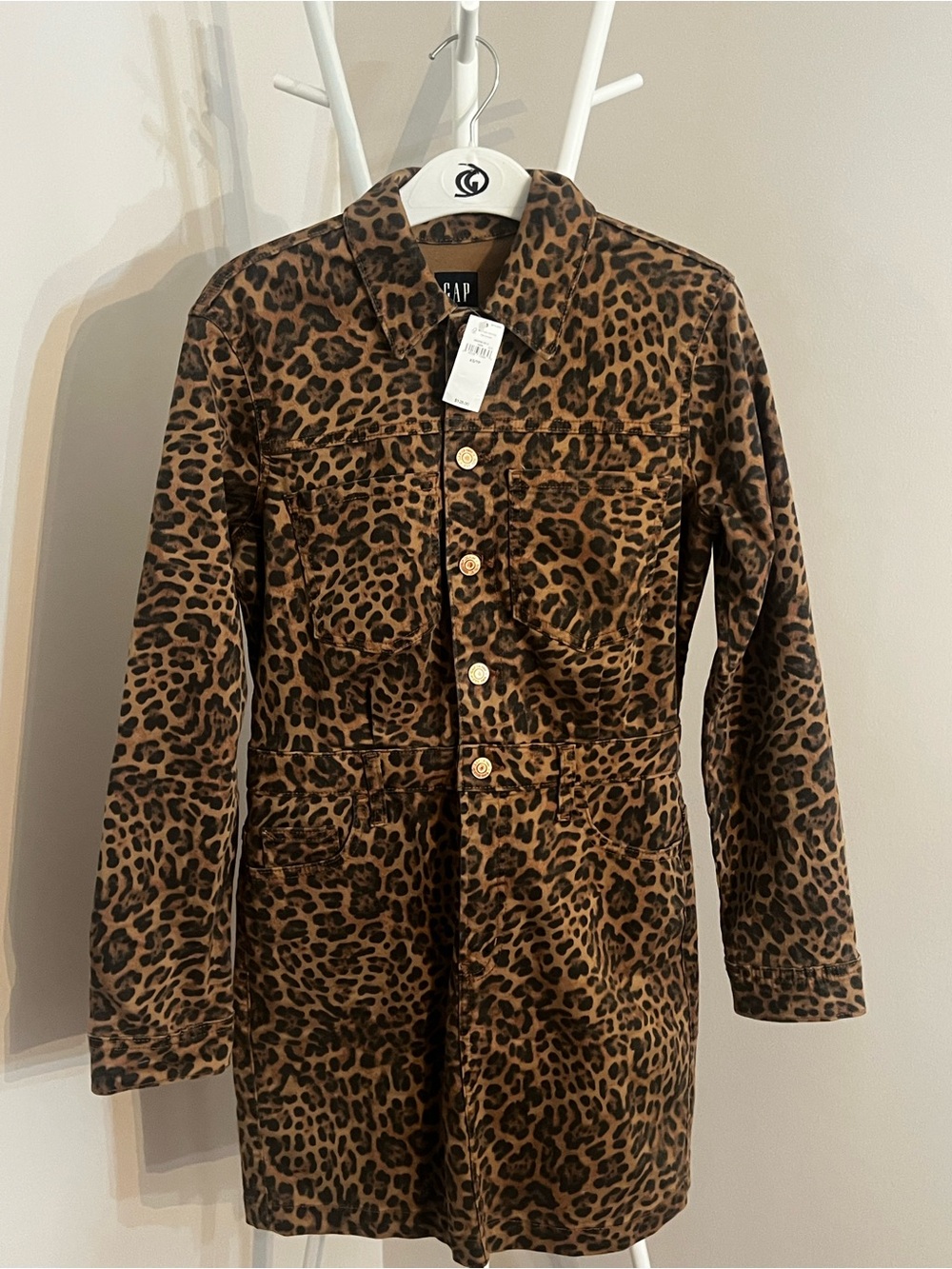 GAP Women's Leopard Print Jean Jacket - Brown & Black